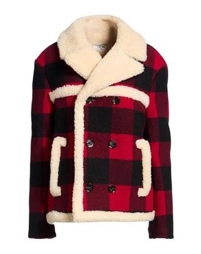 Celine Stylish Checkered Double-breasted Mini Jacket In Red
