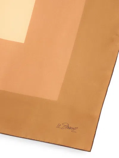12 Storeez Gradient-effect Silk Scarf In Brown