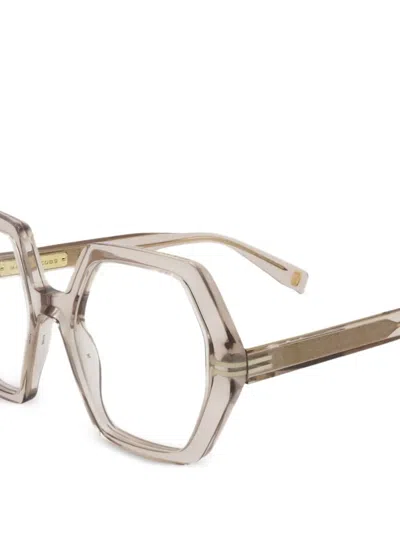 Marc Jacobs Ladies Transparent Rectangular Eyeglass Frames Mj-1077 In Neutral