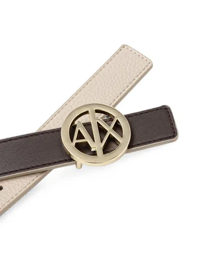 Armani Exchange Reversible Logo-buckle Belt In Brown