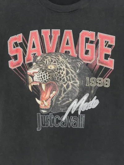 Just Cavalli Graphic-print T-shirt In Gray