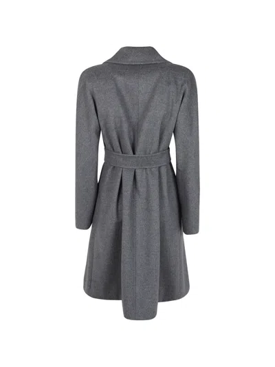 Max Mara Belted Single-breasted Coat In 그레이