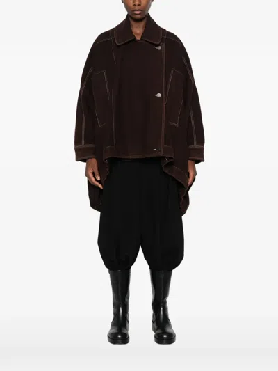 Uma Wang Kew Contrast-stitch Oversized Jacket In 브라운