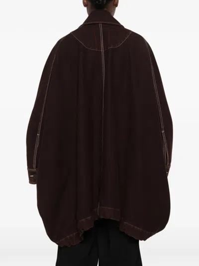 Uma Wang Kew Contrast-stitch Oversized Jacket In 브라운