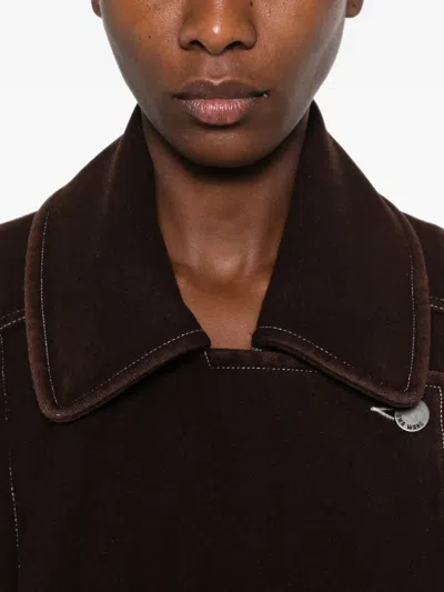 Uma Wang Kew Contrast-stitch Oversized Jacket In 브라운