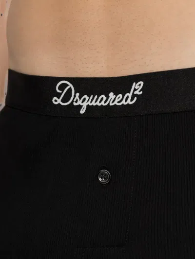 Dsquared2 Logo-print Ribbed Boxers In 블랙