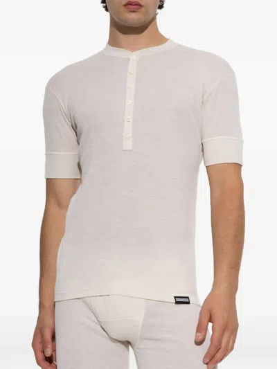 Dsquared2 Ribbed-knit T-shirt In 뉴트럴