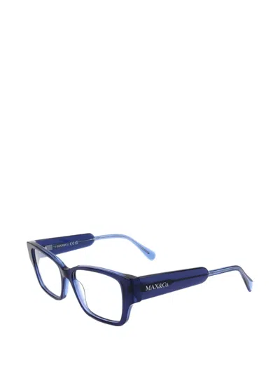 Max & Co Rectangle-frame Glasses In Blue