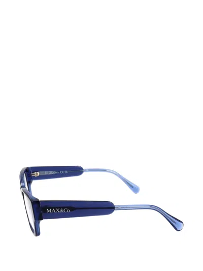 Max & Co Rectangle-frame Glasses In Blue