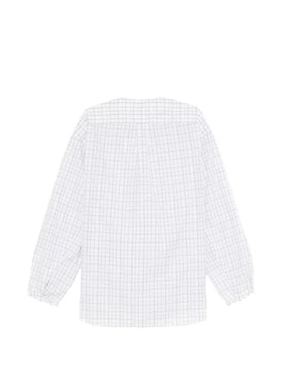 Hed Mayner Check-pattern Collarless Shirt In White