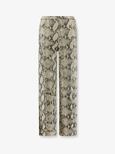 Alysi Python-print Leather Trousers In Brown