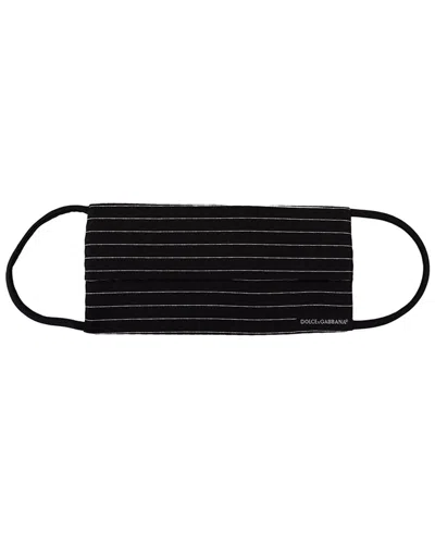 Dolce & Gabbana Striped Silk-polyester Face Mask In Black