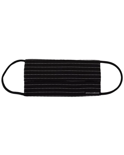 Dolce & Gabbana Striped Silk-polyester Face Mask In Black