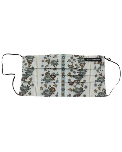 Dolce & Gabbana Floral Cotton Pleated Scarf In White