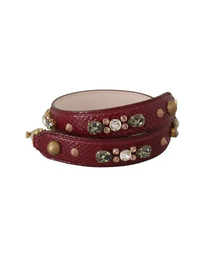 Dolce & Gabbana Bordeaux Leather Crystals Bag Shou In Red