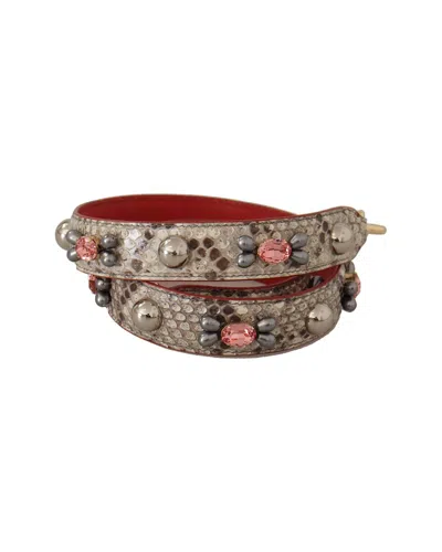 Dolce & Gabbana Opulent Python Leather Bag Strap In Beige In Beige