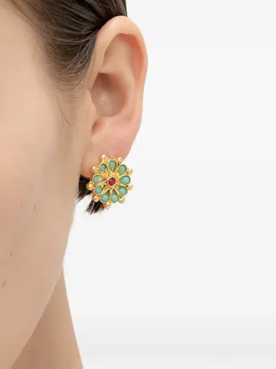 Ottoman Hands Marigold Beaded Stud Earrings In Multi