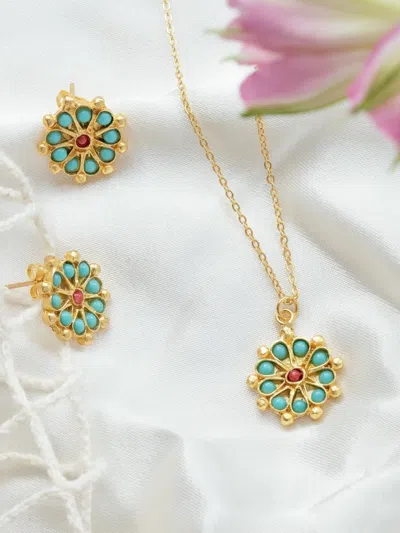 Ottoman Hands Marigold Beaded Stud Earrings In Multi