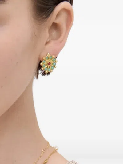 Ottoman Hands Marigold Beaded Stud Earrings In Multi