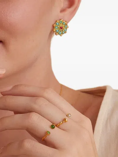 Ottoman Hands Marigold Beaded Stud Earrings In Multi
