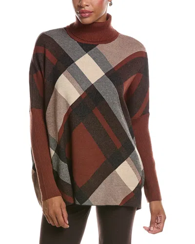 Joseph A . Turtleneck Pullover Poncho In Red