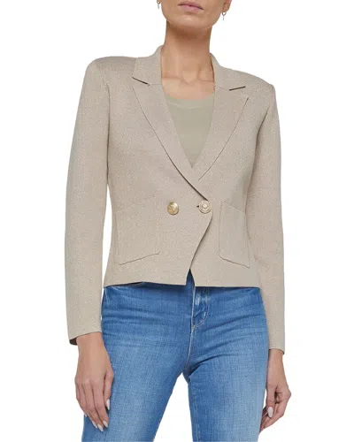 L'agence Sofia Cardigan In Pkgd-pale Khaki/gold