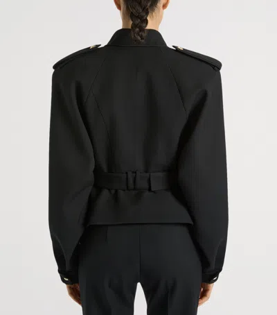 Balmain Wool Belted Officer Jacket In Black