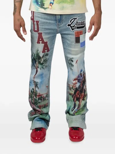 Duaa Polo-print Jeans In Blue
