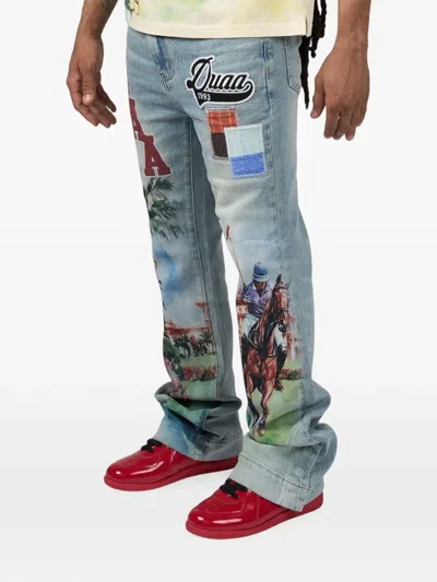 Duaa Polo-print Jeans In Blue
