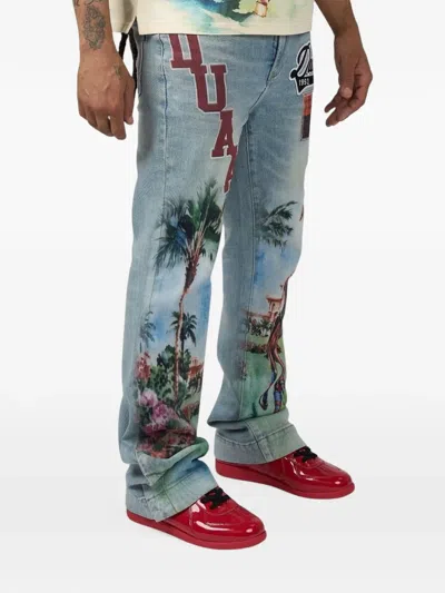 Duaa Polo-print Jeans In Blue