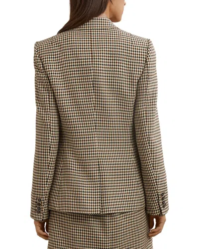 Reiss Evie Double Breasted Textured Check Blazer In Brown