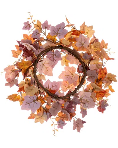 Vickerman 16in Artificial Fall Maple Leaf Candle Ring Wreath