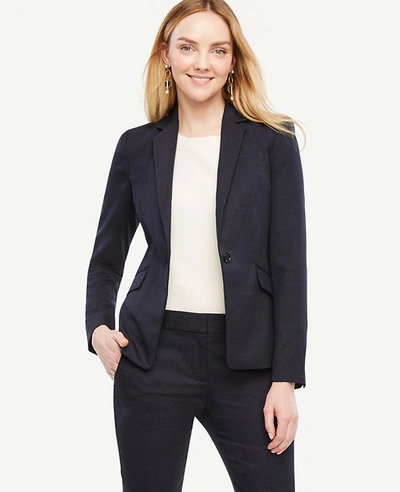 Ann Taylor Pindot One Button Jacket In Atlantic Navy