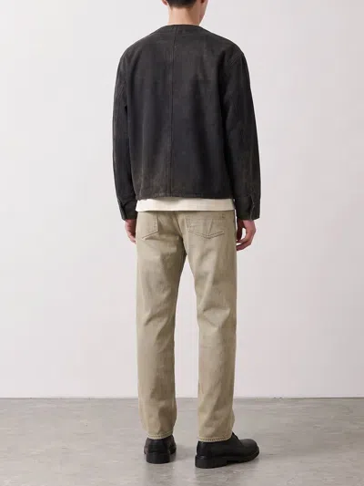 A.presse Engineer Collarless Multi-pocket Denim Jacket In Black