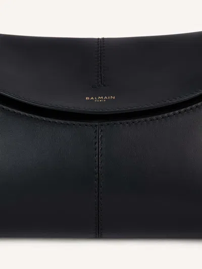 Balmain 64-83 Medium Bag In Smooth Leather In Black