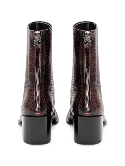 Aeyde Amina Snake-effect Leather Ankle Boots In Burgundy