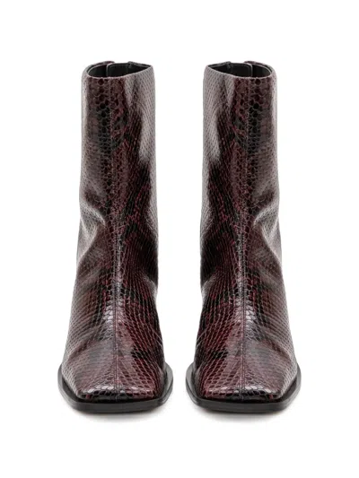 Aeyde Amina Snake-effect Leather Ankle Boots In Burgundy