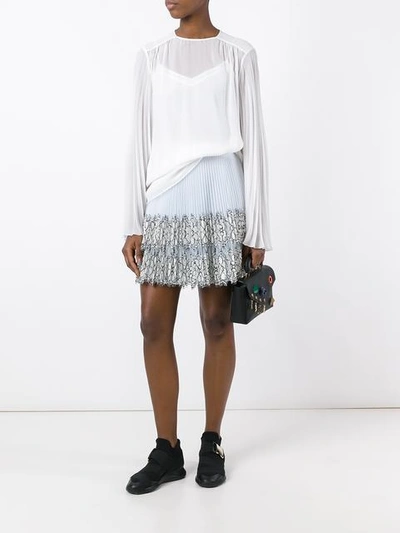 Shop Christopher Kane Pleated Mini Skirt In Blue