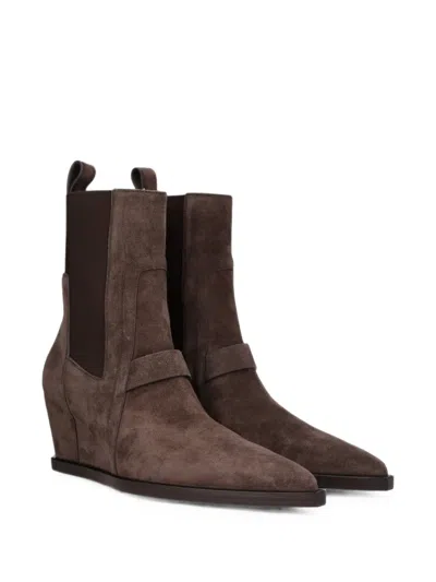 Rick Owens Sharp Wedge Ankle Boots In Brown