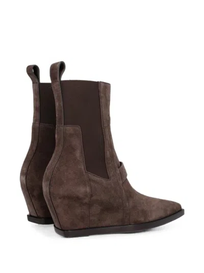 Rick Owens Sharp Wedge Ankle Boots In Brown