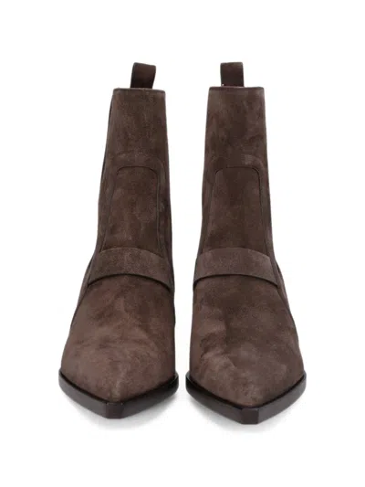 Rick Owens Sharp Wedge Ankle Boots In Brown