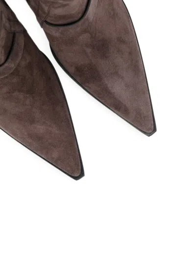 Rick Owens Sharp Wedge Ankle Boots In Brown
