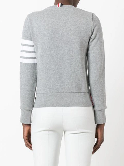 Shop Thom Browne Four-bar Stripe Cotton Sweatshirt In Grey