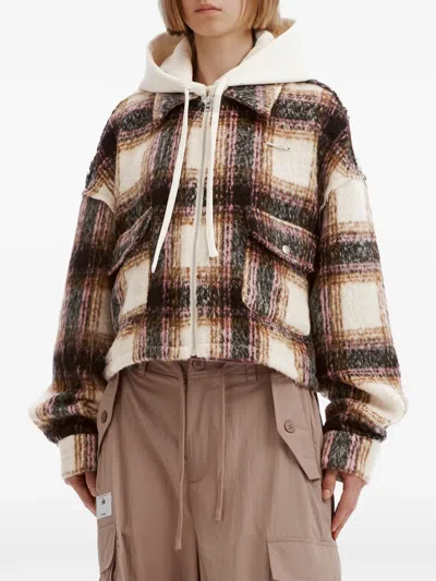 Izzue Check-pattern Hooded Jacket In Neutrals