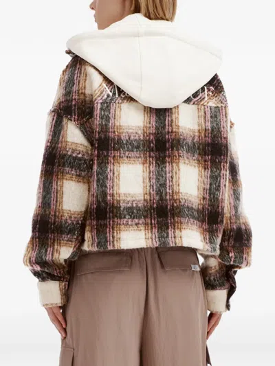 Izzue Check-pattern Hooded Jacket In Neutrals