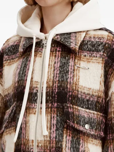 Izzue Check-pattern Hooded Jacket In Neutrals