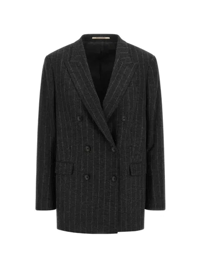 Tagliatore Double-breasted Jacket With Herringbone Pattern In Black