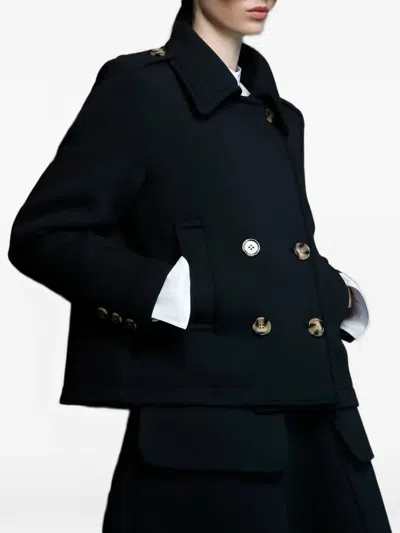Psophia Double-breasted Buttoned Jacket In Black