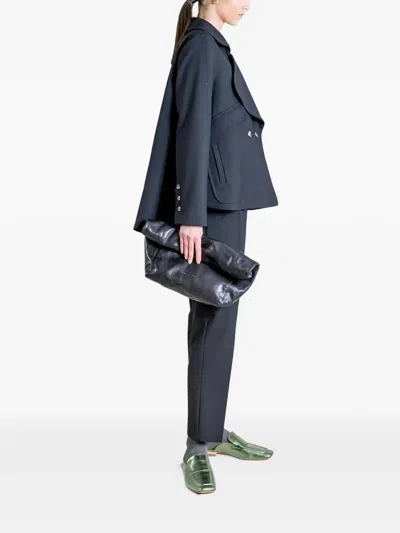 Psophia Double-breasted Flared Jacket In Black