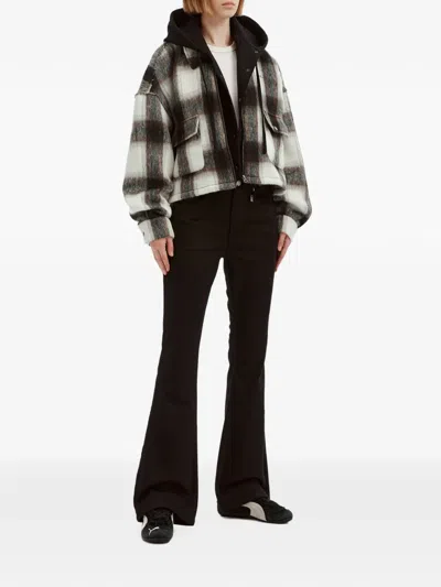 Izzue Check-pattern Hooded Jacket In White